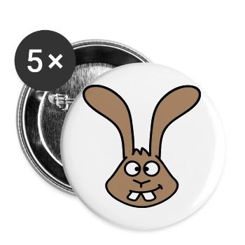 Hase guckt schielt Grimasse lustig albern lächeln - Buttons groß 56 mm (5er Pack) - Weiß - Vorne