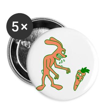 Hase Monster Böse gefräßig Karotte Möhre fressen - Buttons groß 56 mm (5er Pack) - Weiß - Vorne