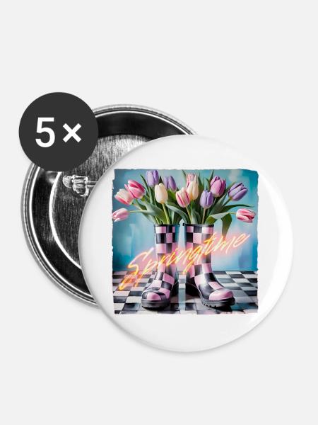 Es ist Frühling… - Buttons groß 56 mm (5er Pack) - Weiß