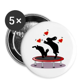 OSTERHASEN HASEN TRAMPOLIN OSTERN HERZEN - Buttons groß 56 mm (5er Pack) - Weiß - Vorne