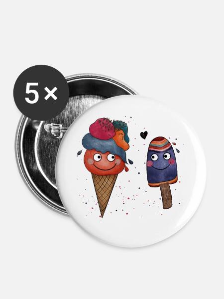 Icecream Summer Love Illustration - Buttons groß 56 mm (5er Pack) - Weiß