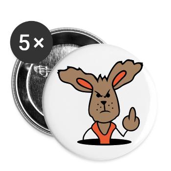 Hase Mittelfinger Zeigen Böse Frech Beleidigend - Buttons groß 56 mm (5er Pack) - Weiß - Vorne