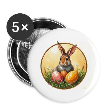Bunter Ostertraum - Buttons groß 56 mm (5er Pack) - Weiß - Vorne