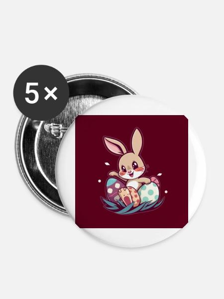 Zauberhafter Osterhase - Buttons groß 56 mm (5er Pack) - Weiß