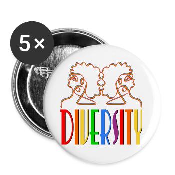 DIVERSITY WOMEN RAINBOW - Buttons large 2.2''/56 mm (5-pack) - white - Front