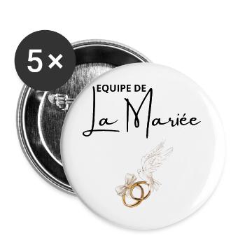 Équipe de La mariée - Lot de 5 grands badges (56 mm) - blanc - Devant