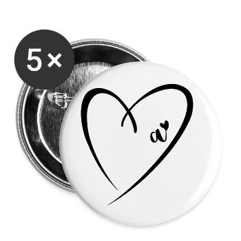 Small Letter A Heart - Buttons large 2.2''/56 mm (5-pack) - white - Front