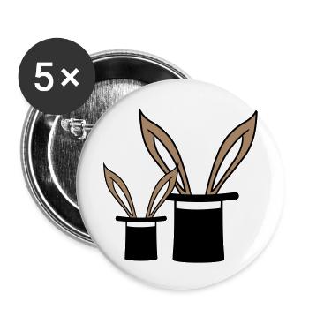2 Bunnies Family Top Hat Magic Trick Child - Buttons large 2.2''/56 mm (5-pack) - white - Front