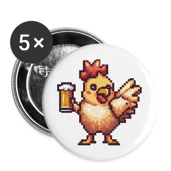 Chicken Pixel Beer - Buttons large 2.2''/56 mm (5-pack) - white - Front