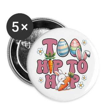 Ostern Osterhase Ostern Ostern Sonntag Osterei Frühling - Buttons groß 56 mm (5er Pack) - Weiß - Vorne