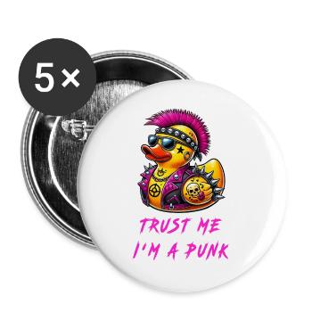 Trust me, I'm a punk / duck - Buttons large 2.2''/56 mm (5-pack) - white - Front