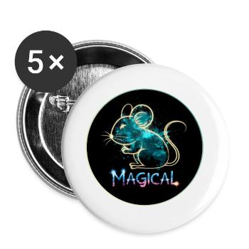 Magische Ratte - Buttons groß 56 mm (5er Pack) - Weiß - Vorne