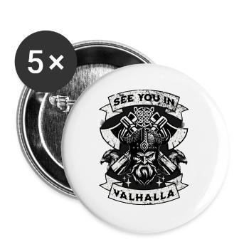 Valhalla-Warrior-Vision - Buttons groß 56 mm (5er Pack) - Weiß - Vorne