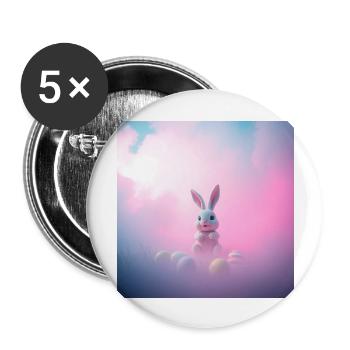 „Der fröhliche Eierhase“ - Buttons groß 56 mm (5er Pack) - Weiß - Vorne