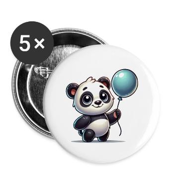 Ballon BD Panda - Lot de 5 grands badges (56 mm) - blanc - Devant