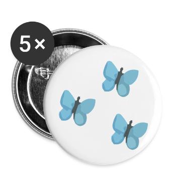 Papillons - Lot de 5 grands badges (56 mm) - blanc - Devant