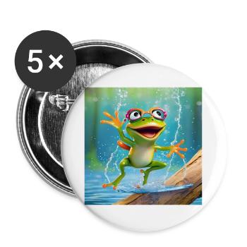 Frosch, Amphibie, Laubfrosch - Buttons groß 56 mm (5er Pack) - Weiß - Vorne