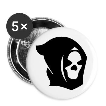 Tête de mort - Lot de 5 grands badges (56 mm) - blanc - Devant