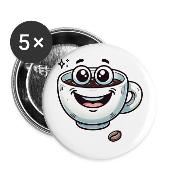 Tasse à café - Lot de 5 grands badges (56 mm) - blanc - Devant