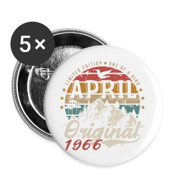 April 1966 | Geburtstag April 1966 - Buttons groß 56 mm (5er Pack) - Weiß - Vorne