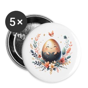 Funny Easter Easter Egg - Buttons large 2.2''/56 mm (5-pack) - white - Front