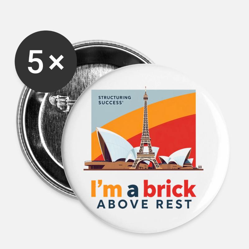 I m a brick above rest - Buttons large 2.2''/56 mm (5-pack) - white