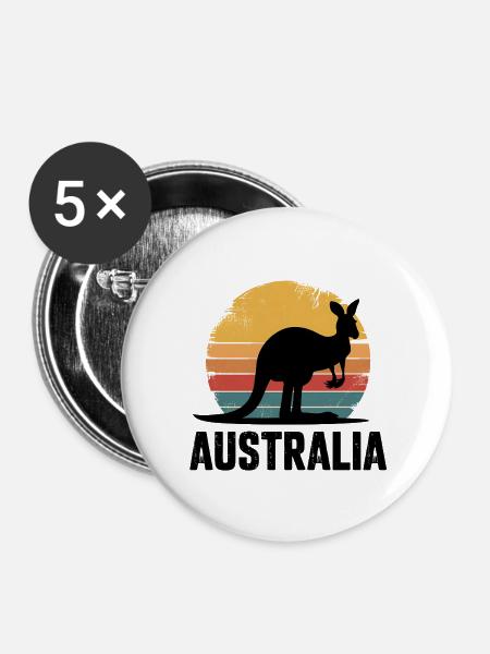 Australien - Buttons groß 56 mm (5er Pack) - Weiß