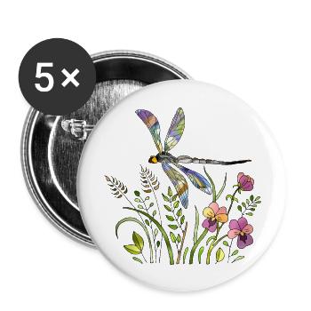 Dragonfly - Buttons large 2.2''/56 mm (5-pack) - white - Front