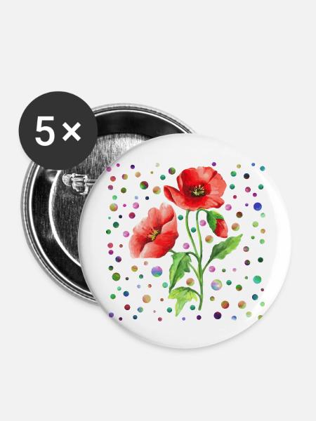 Blumen - Buttons groß 56 mm (5er Pack) - Weiß