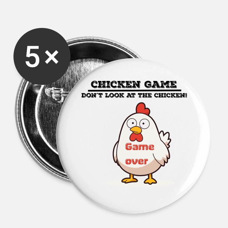 Chicken game - Buttons large 2.2''/56 mm (5-pack) - white