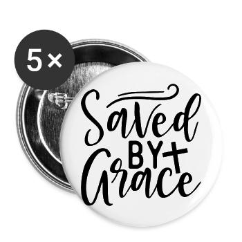 Sauvé par la grâce - Lot de 5 grands badges (56 mm) - blanc - Devant