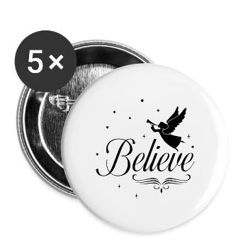 Croire - Lot de 5 grands badges (56 mm) - blanc - Devant