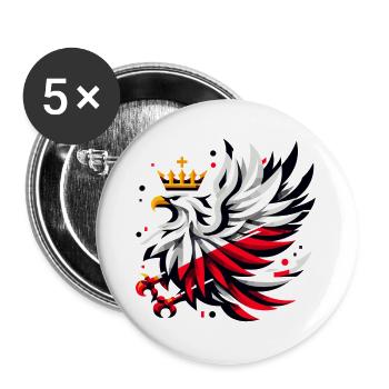Polen Polska Adler Flagge Fahne Geometrie Geschenk - Buttons groß 56 mm (5er Pack) - Weiß - Vorne