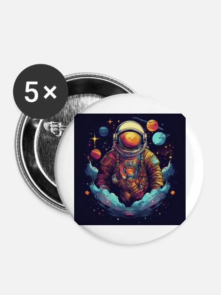 Astronaut im All - Buttons groß 56 mm (5er Pack) - Weiß