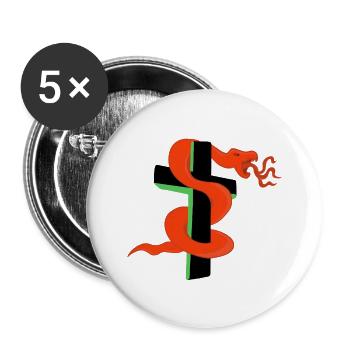 Snake on the Cross - Buttons large 2.2''/56 mm (5-pack) - white - Front