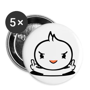 Bird Evil Bottom Hole Middle Finger Show Bad Boy - Buttons large 2.2''/56 mm (5-pack) - white - Front