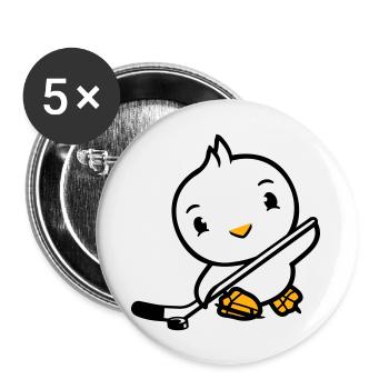 Vogel spielen Eishockey Sport Puck Schläger Hobby - Buttons groß 56 mm (5er Pack) - Weiß - Vorne