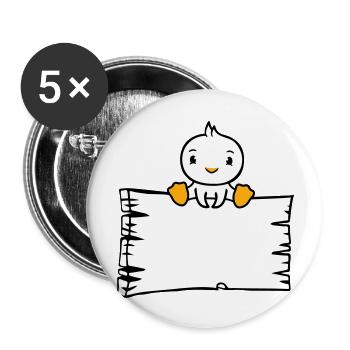 Bird Sitting on Wooden Sign Text Sign Frame Cute - Buttons large 2.2''/56 mm (5-pack) - white - Front