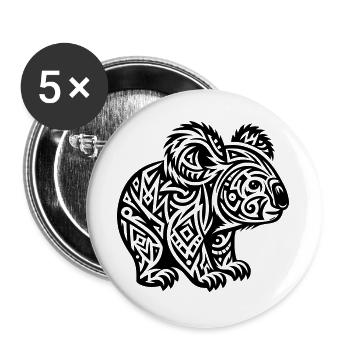 Koala tribal - Lot de 5 grands badges (56 mm) - blanc - Devant