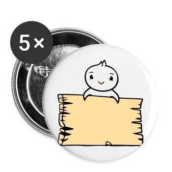 Bird Sitting on Wooden Sign Text Sign Frame Cute - Buttons large 2.2''/56 mm (5-pack) - white - Front