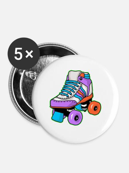 Rollschuh Schlittschuhläufer - Buttons groß 56 mm (5er Pack) - Weiß