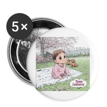 Source - Lot de 5 grands badges (56 mm) - blanc - Devant