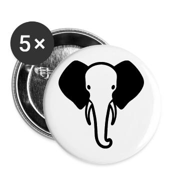elephant - Lot de 5 grands badges (56 mm) - blanc - Devant