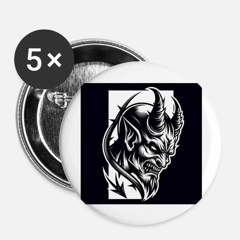 Devil - Buttons large 2.2''/56 mm (5-pack) - white
