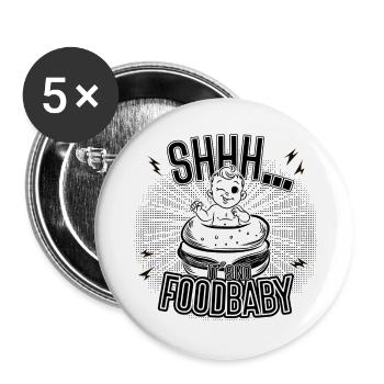 Shhh – Not a food baby | Breastfeeding Humor - Buttons large 2.2''/56 mm (5-pack) - white - Front