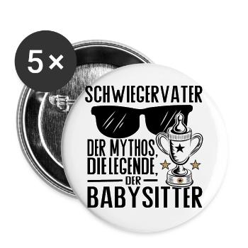 Schwiegervater – Der Mythos, die Legende, der Baby - Buttons groß 56 mm (5er Pack) - Weiß - Vorne