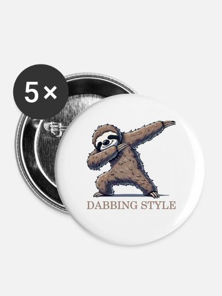 faultier dabbing - Buttons groß 56 mm (5er Pack) - Weiß