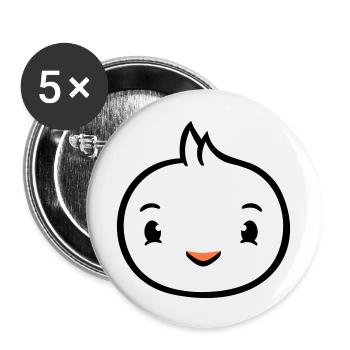 Vogel Gesicht Kopf Ente süß niedlich freundlich - Buttons groß 56 mm (5er Pack) - Weiß - Vorne
