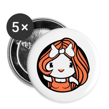 Vogel Dame Frau weiblich hübsches Kleid Schleife - Buttons groß 56 mm (5er Pack) - Weiß - Vorne
