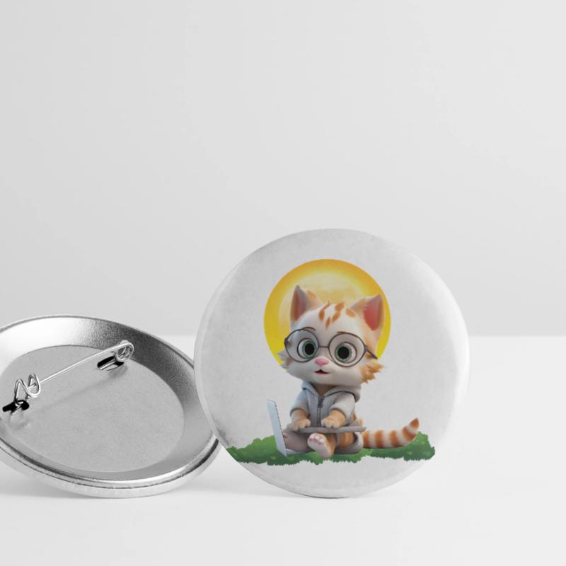 Smart Cat Sun Coder : Impression d’art pour ordinateur portable chaton Lot de 5 grands badges (56 mm)